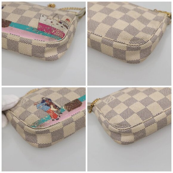 LOUIS VUITTON Damier Azur Mini Pochette Accessoires Pouch N41669 LV Auth 142332 - Picture 14 of 16